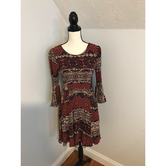 Anthropologie Holding Horses Ima Print Bell Sleeve Dress - Size Small - Picture 1 of 9